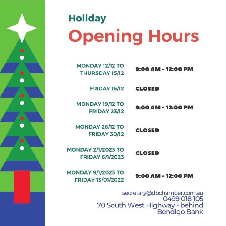 2022 HOLIDAY OPENING HOURS